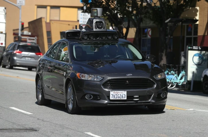 Une voiture autonome d'Uber en test dans les rues de San Francisco, le 27 mars 2017