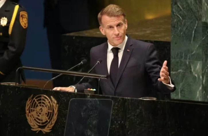 Emmanuel Macron lors de son discours à l'ONU, à New York, le 22 septembre 2026