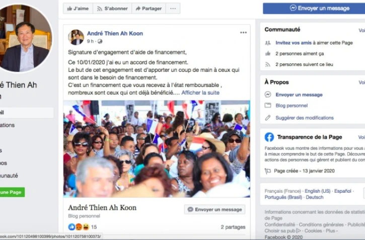 Capture d'écran Facebook