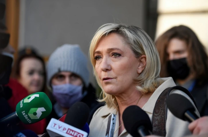 La candidate du RN à la présidentielle Marine Le Pen le 29 janvier 2022 à Madrid 