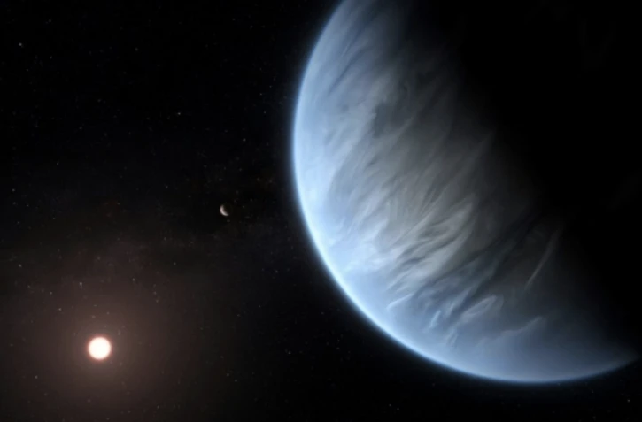 Vue d'artiste de l'exoplanète K2-18b, publiée par ESA/Hubble le 11 septembre 2019 ( ESA/Hubble / M. KORNMESSER )