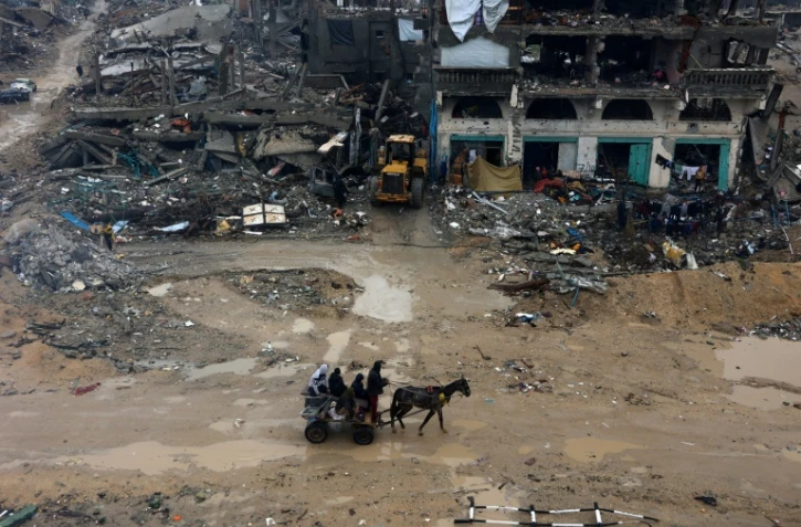 Dans les ruines de Beit Hanoun, dans le nord de la bande de Gaza, le 12 février 2025