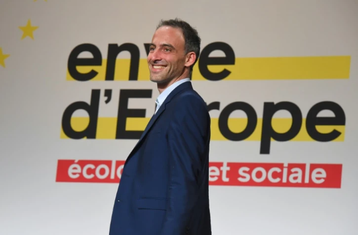 Raphaël Glucksmann, chef de file de la liste "Envie d'Europe écologique et sociale" (PS, Place publique, Nouvelle Donne, PRG) en meeting à Bordeaux le 2 mai 2019