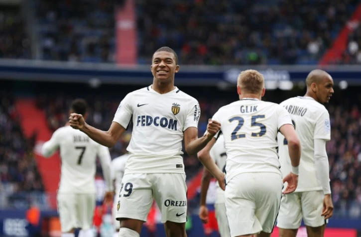 L'attaquant de Monaco Kylian Mbappé, auteur d'un doublé face à Caen au stade Michel d'Ornano, le 19 mars 2017 