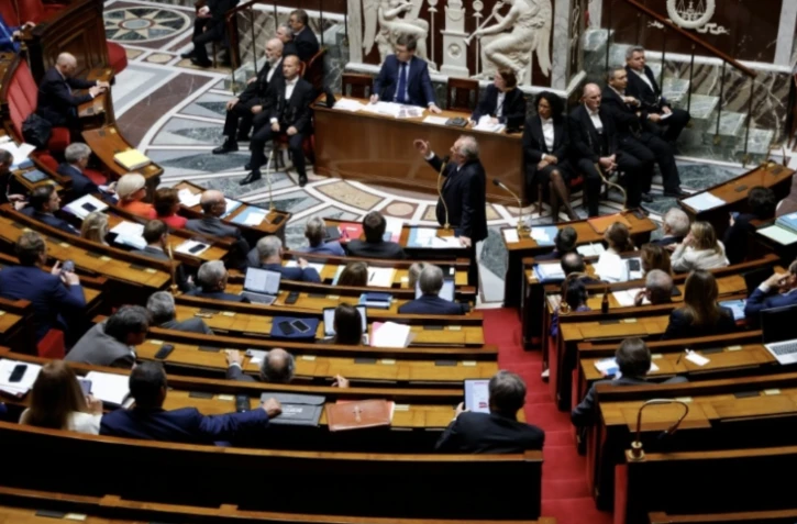 L'Assemblée Nationale pendant un discours du premier ministre François Bayrou, à Paris, le 29 avril 2025 ( AFP / Ludovic MARIN )