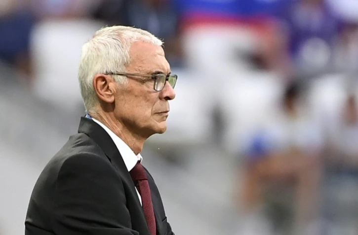 Le sélectionneur de l'Egypte Hector Cuper lors du match face à l'Arabie Saoudite à Volgograd le 25 juin 2018 au Mondial