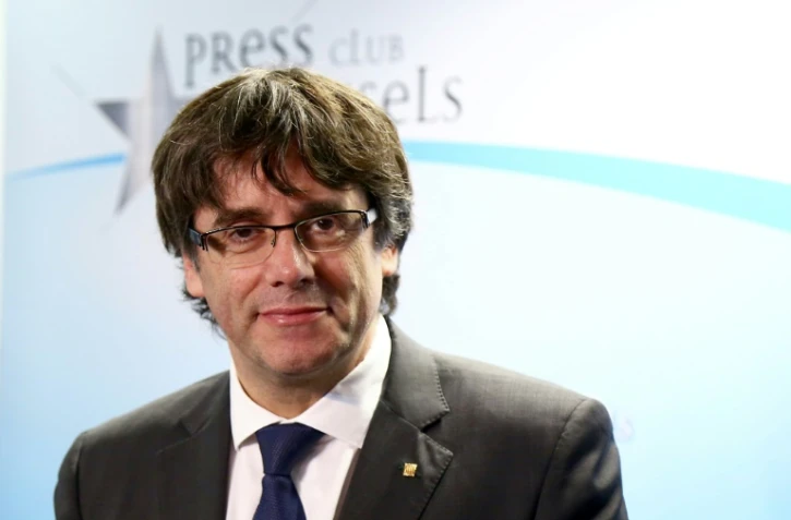 Le président catalan destitué Carles Puigdemont, lors d'une conférence de presse à Bruxelles, le 31 octobre 2017 