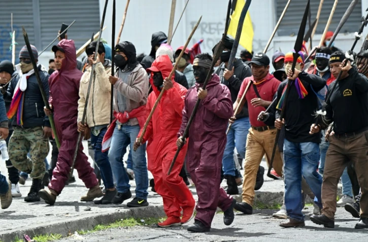 Manifestation indigène à Quito, le 23 juin 2022 en Equateur