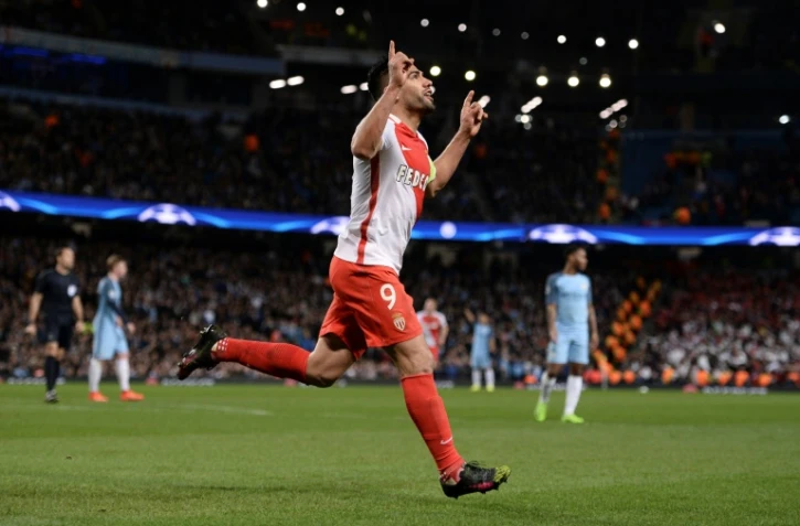 L'attaquant de Monaco Radamel Falcao, auteur d'un doublé face à Manchester City en Ligue des champions à l'Etihad Stadium, le 21 février 2017