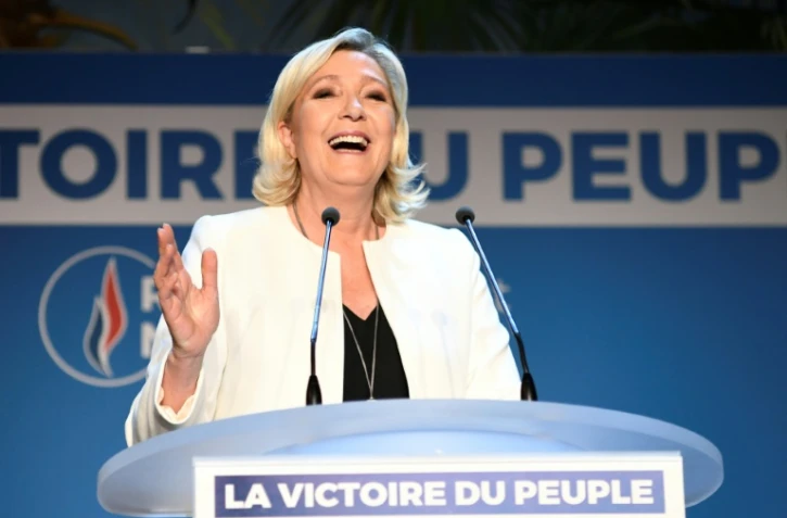 Marine Le Pen s'exprime au soir des résultats des européennes, le 26 mai 2019