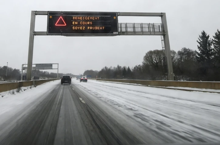 Neige sur l'A36 entre Montbéliard et Besançon, le 10 décembre 2017