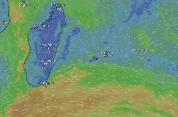 Photo : capture d'écran www.windy.com