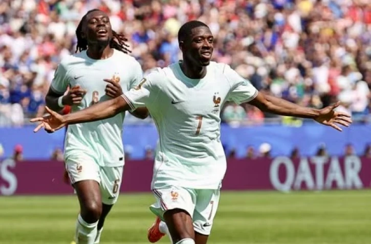 Ousmane Dembélé et Kylian Mbappé lors de la victoire 4-1 contre la Norvège au Mondial, le 26 juin 2026 à Foxborough