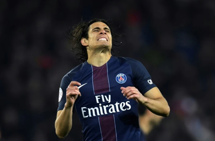 L'attaquant du PSG Edinson Cavani après une occasion manquée contre Toulouse, le 19 février 2017 au Parc des Princes