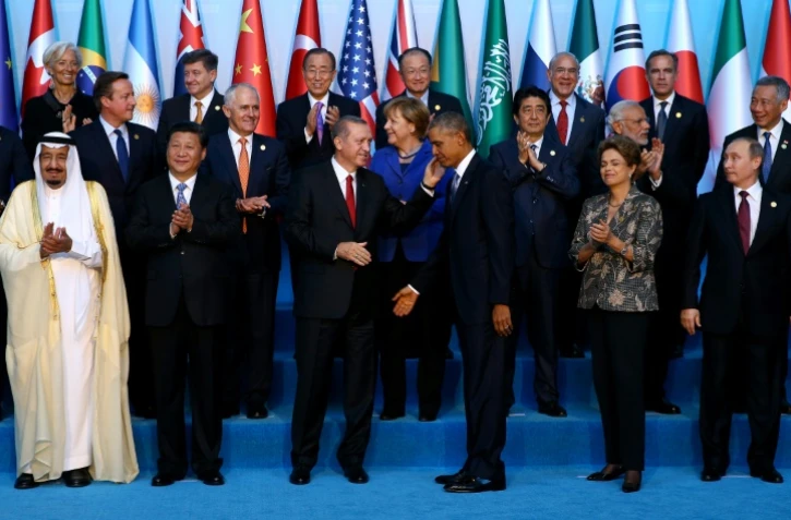 Photo de famille des dirigeants du G20 réunis le 15 novembre 2015 à Antalya, en Turquie