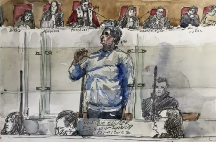 Croquis d'audience de Monique Olivier, ex-épouse du tueur en série Michel Fourniret, lors de son procès à la cour d'assises de Nanterre, le 28 novembre 2023 ( AFP / Benoit PEYRUCQ )