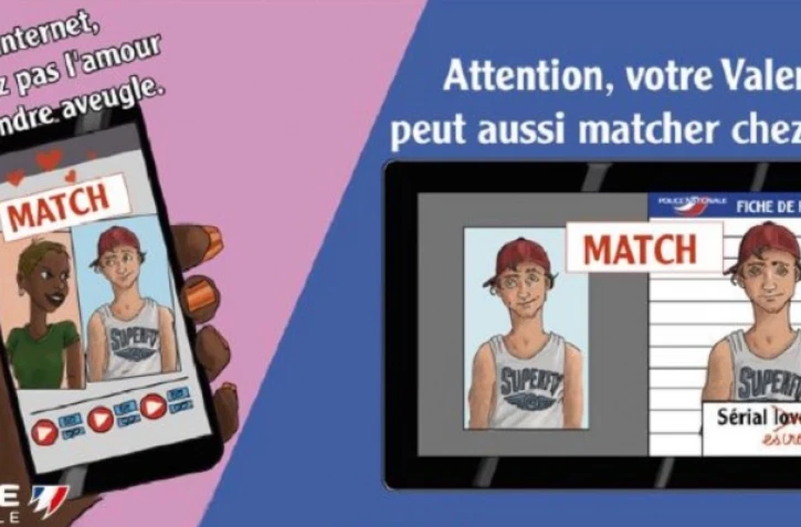 Police : "attention, votre Valentin peut aussi matcher nous" 