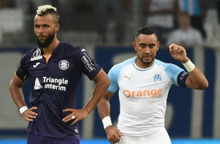 Dimitri Payet (d) marque le premier but de la saison pour Marseille lors de la réception de Toulouse le 10 août 2018