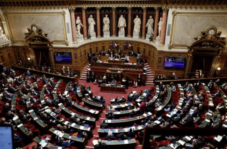 Le Sénat en séance, le 28 février 2024 à Paris ( AFP / STEPHANE DE SAKUTIN )