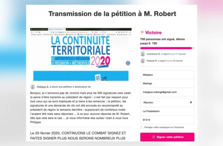 Pétition continuité territoriale