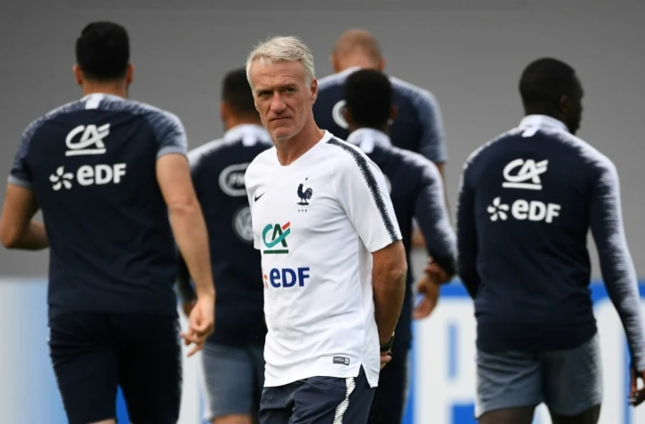 L'entraîneur de la France Didier Deschamps pendant une séance d'entraînement le 22 juin 2018 lors du Mondial en Russie