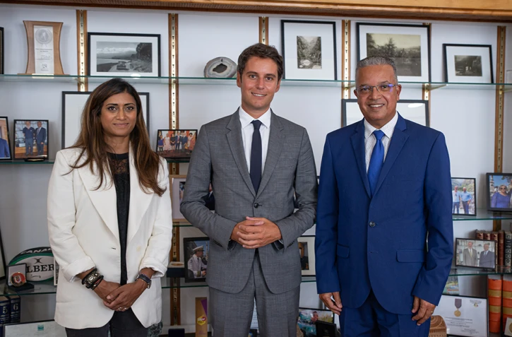 Gabriel Attal et Prisca Thévenot reçus par le président du Département de La Réunion Cyrille Melchior