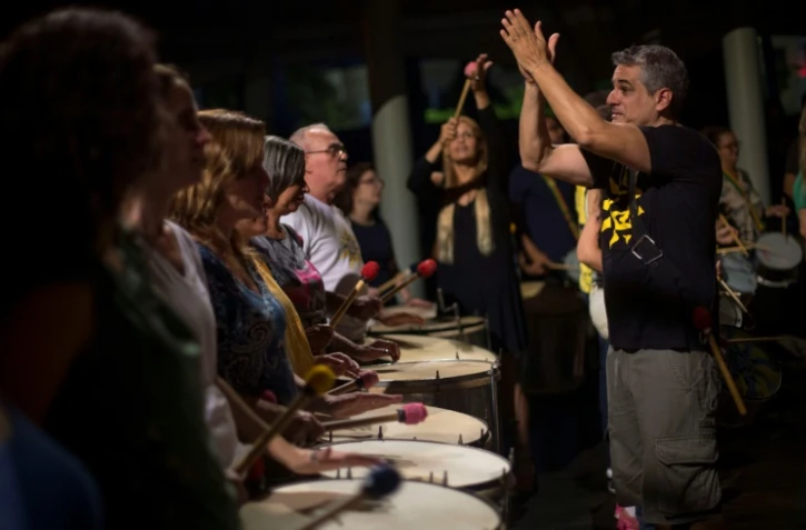 Répétition d'un groupe de musiciens pour les "blocos", le 21 janvier 2018 à Rio de Janeiro, au Brésil