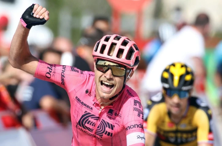 Magnus Cort Nielsen vainqueur de la 6e étape de La Vuelta au sommet de Cullera, le 19 août 2021