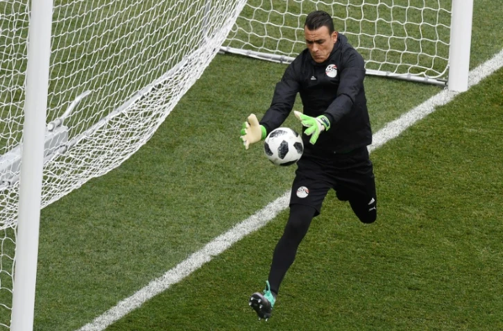 Le vétéran Essam El-Hadary à l'entraînement de l'équipe égyptienne à Volgograd, le 24 juin 2018, à la veille du match contre l'Arabie saoudite