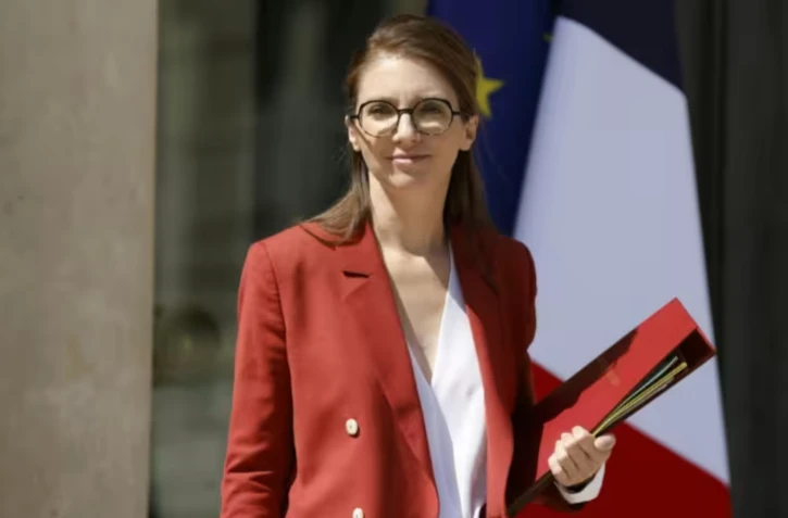 Aurore Bergé à l'Elysée, le 2 juillet 2025 ( AFP / Ludovic MARIN )