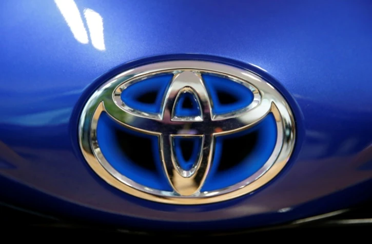 Le logo de Toyota le 22 janvier 2018 sur une calandre de son modèle Yaris