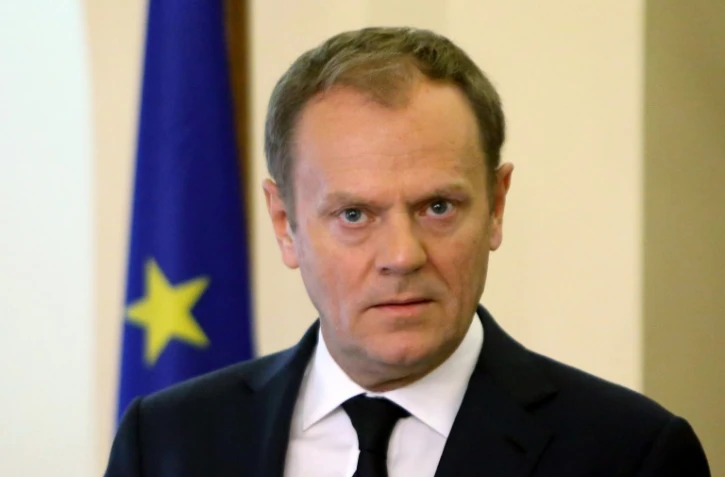 Le président du Conseil européen Donald Tusk, los d'une conférence de presse à Nicosie, le 15 mars 2016