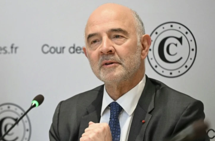 Le Premier président de la Cour des comptes Pierre Moscovici, le 8 avril 2025 à Paris ( AFP / BERTRAND GUAY )