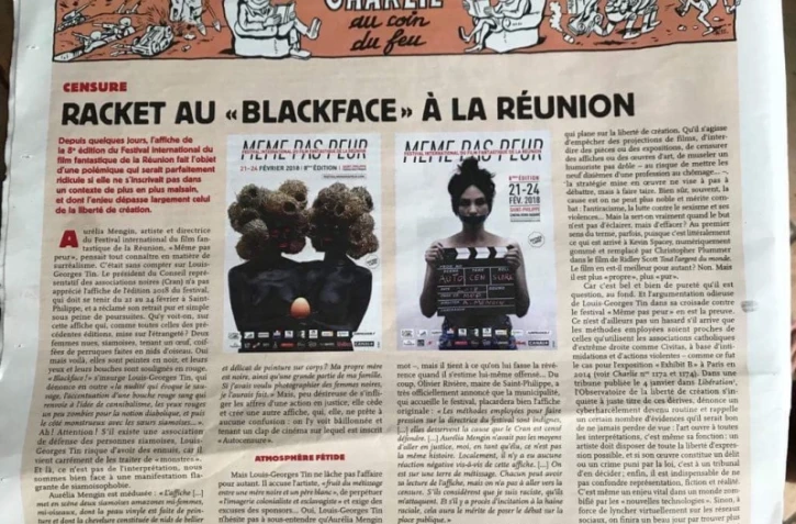 article de Charlie Hebdo sur le blackface