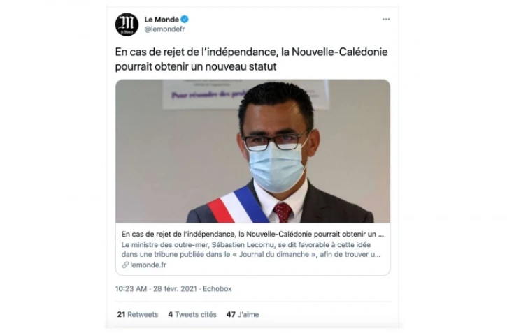 Un article sur l'indépendance en Nouvelle-Calédonie... illustré avec une photo d'Olivier Hoarau 