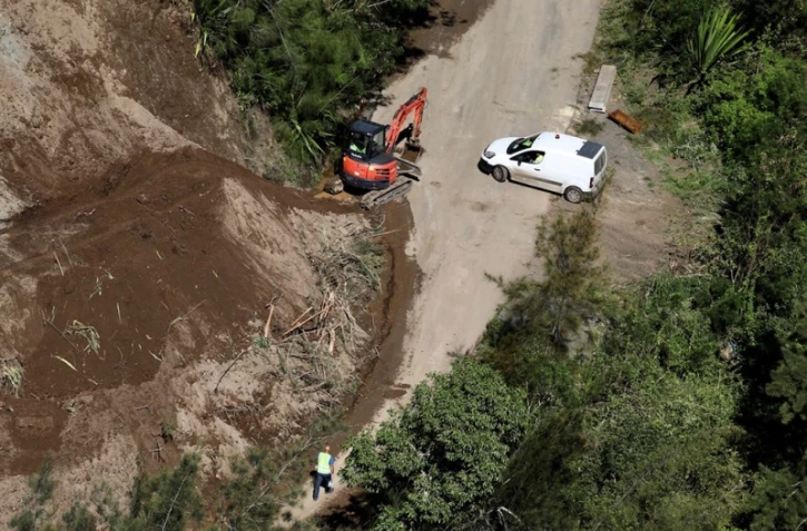 Route de Cilaos fermée vue du ciel