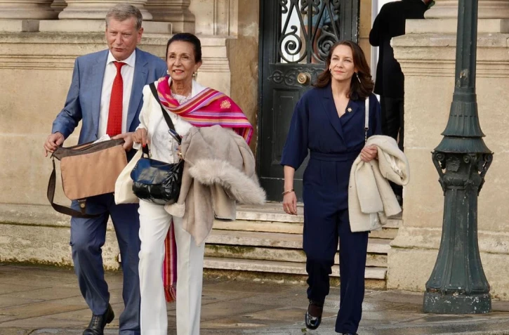 Huguette Bello à sa sortie du déjeuner avec Emmanuel Macron