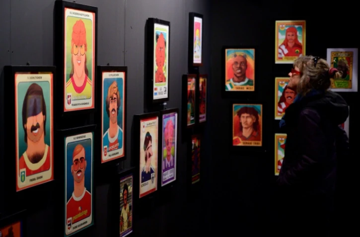 L'exposition "Haircut Football Club" sur les coiffures de footballeurs vues par des auteurs de BD du monde entier, le 5 avril 2019 à Aix-en-Provence 