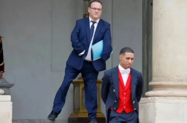 Damien Abad quitte l'Elysée après le conseil des ministres du 23 mai 2022 ( AFP / Ludovic MARIN )