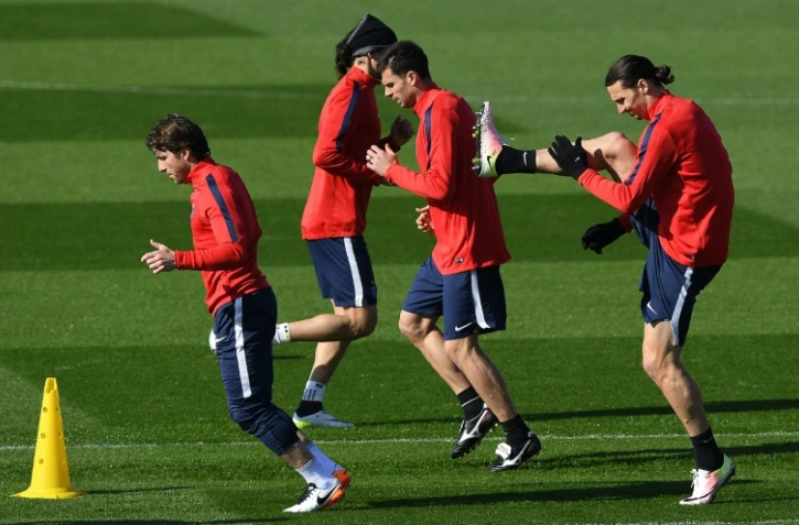 Les Parisiens préparent leur match contre Manchester City en Ligue des champions, au Camp des Loges, le 5 avril 2016