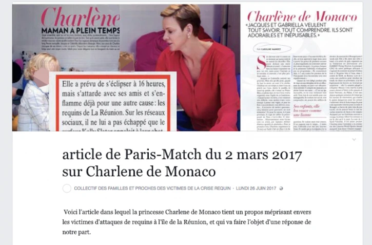 La princesse de Monaco contre l'abattage de requins, les proches des victimes indignés