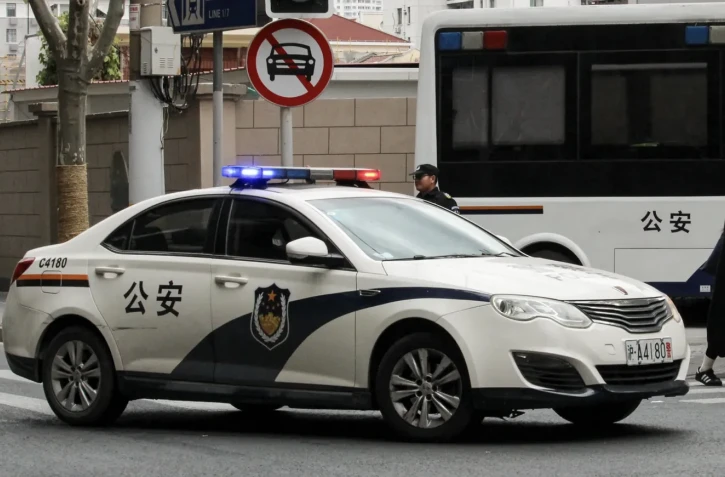 Une voiture de police à Shanghai, le 26 novembre 2023. (Photo d'illustration) - Rebecca BAILEY / AFP