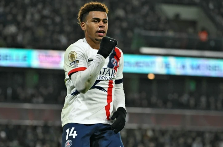 Le milieu de terrain du Paris SG Desiré Doué aprÚs avoir marqué un but à Metz en Ligue 1, le 13 décembre 2025