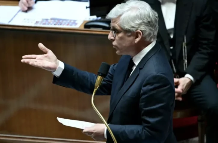 Le ministre délégué chargé de la Santé Frédéric Valletoux, le 28 mai 2024 à l'Assemblée nationale ( AFP / MIGUEL MEDINA )