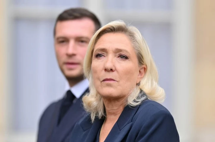 Marine Le Pen et Jordan Bardella, à Matignon, le 2 septembre 2025. (MUSTAFA YALCIN / AFP)