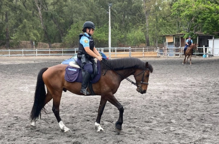 Gendarmerie : exercice du groupe à cheval à l'Hermitage