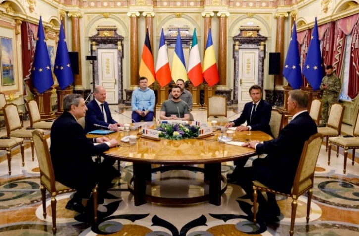 `Emmanuel Macron, Olaf Scholz et Mario Draghi sont arrivés à Kiev 