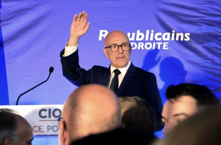 Le président des Républicains (LR), Eric Ciotti, lors de la soirée électorale après les premiers résultats du second tour des élections législatives, le 7 juillet 2024 à Nice ( AFP / Valery HACHE )