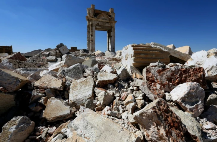 Les ruines de la cella du temple de Bêl à Palmyre, le 31 mars 2016