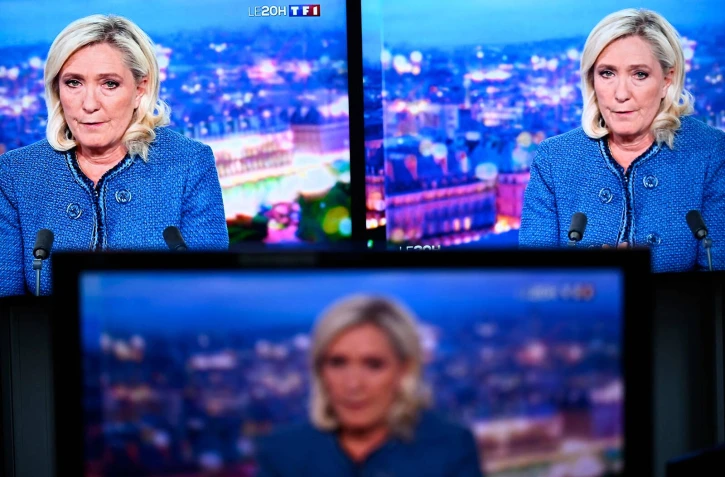  La cheffe de file et ancienne présidente du Rassemblement national (ex Front national) s’exprime sur sa condamnation sur le plateau du 20h de TF1, lundi 31 mars 2025. 